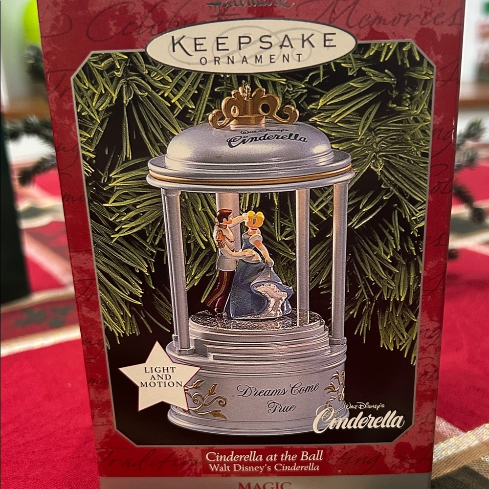 Disney Cinderella Silver and Blue Ornament with lights and motion rare